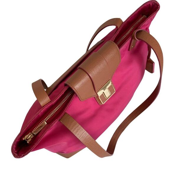 Tory Burch Pink Nylon Tote Shoulder Bag Medium Size - Picture 3 of 13